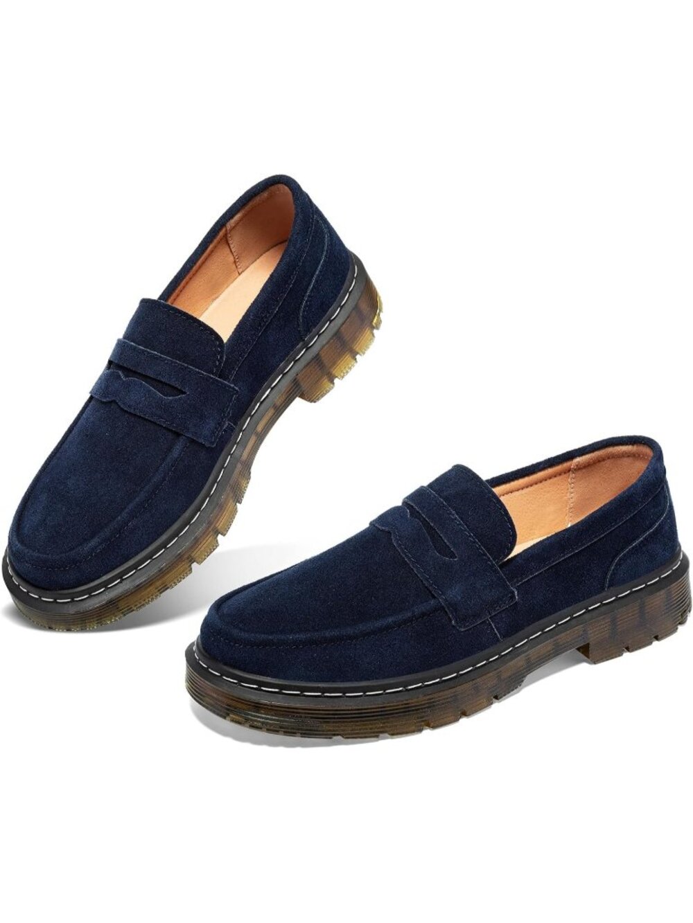 Women's Blue Suede Comfort Fashion Casual Business Work Slip-On Flats Loafer
